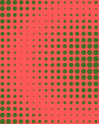 Red and green halftone dot pattern graphic